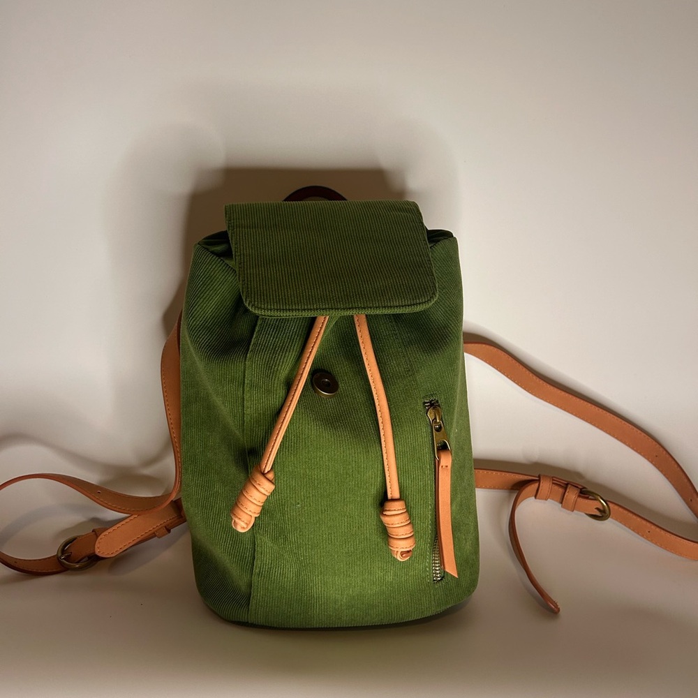 Universal Thread Olive Backpack With Tan Straps - image 1